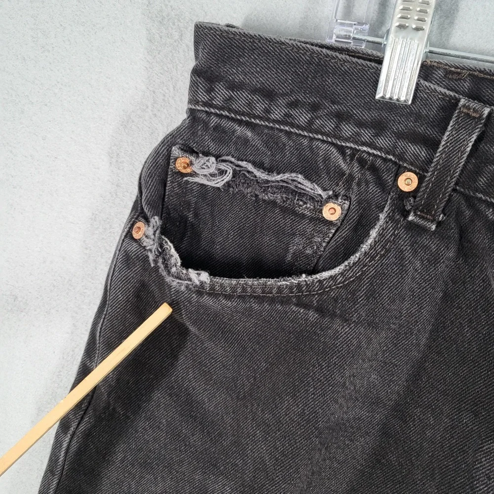 Levi's 550 Jeans Men's 40x32 Black Denim Relaxed Fit Washed Distressed Pockets C